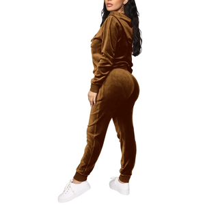 Ensemble de survêtement pour femme en velours, 2 pièces, tenue de jogging en velours, sweat à capuche court à manches longues et survêtement oversize pour femme - Product Image 3