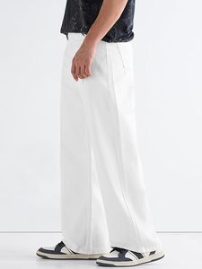 Pantalon en jean pour homme 100 % coton, coupe large, délavé, poids moyen, décontracté, taille mi-haute, style été - Product Image 4