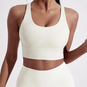 Soutien-gorge de sport pour femme, couleur unie, dos croisé, haute résistance, haut de gamme, pour entraînement complet, gym, yoga, avec coussinets de poitrine - Product Image 3