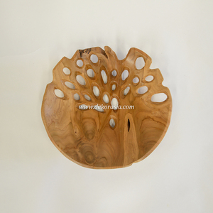Assiette de service en teck écologique faite à la main, sculptée, décorative, moderne, pour fruits, collations, décoration de table - Product Image 5