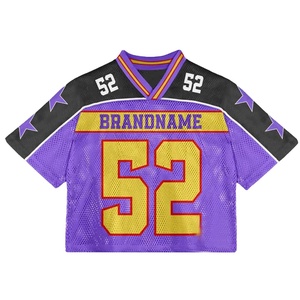 Camiseta de rugby y fútbol retro americano de alta calidad personalizada, ropa de calle con estampado completo, diseño de malla recortada cuadrada, opción de talla grande - Product Image 4