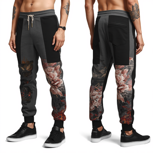 Pantalones de Lujo para Hombre, Diseño Contemporáneo, en Titanio Fusionado, con Estampado Mixto y Bordado en Algodón Pesado - Product Image 3