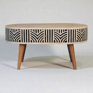 Luxury Handmade <b>Bamboo</b> Wood Accent Side <b>Table</b> Bone Inlay Modern Designer Furniture Living Room Bedroom Decor India RR - Product Image 3