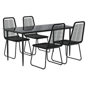 Conjunto de Comedor de Jardín de Ratán PE Negro Resistente, Diseño Estándar - Product Image 3