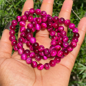 สร้อยข้อมือลูกปัดคริสตัลไทเกอร์อายสีชมพูคุณภาพสูง เครื่องประดับแฟชั่นเสริมเสน่ห์สำหรับผู้ชายและผู้หญิง เพื่อพลังงานและการทำสมาธิ เหมาะสำหรับเป็นของขวัญ - Product Image 3