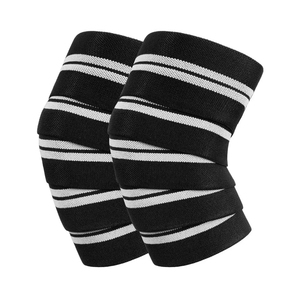 Knee Sleeve <b>Black</b> Red Striped Neoprene Breathable Hook Loop Closure Universal Unisex All Seasons Protection Weightlifting - Product Image 6