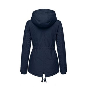 Chaqueta Anorak Cruzada para Mujer, Asimétrica, con Cuello Alto, Térmica, de Sherpa, Azul Marino, Cortavientos, con Mangas Elásticas - Product Image 3