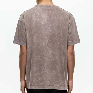 Camiseta de Algodón Oversize para Hombre, Estilo Tie Dye, Manga Corta, Cuello Redondo, Color Sólido, Corte Casual, Gris - Product Image 2