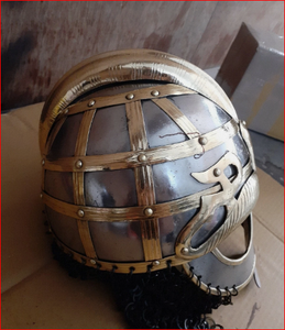 Casque viking en laiton Vendel, armure médiévale, casque viking en maille - Product Image 3