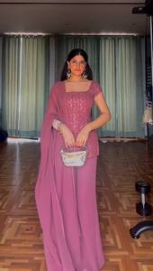 Salwar Étnico Moderno Hecho a Mano para Mujer, con Lentejuelas de Georgette Sintética, Ideal para Fiestas, Bodas, Diwali, Verano e Invierno, Fluido y Sin Arrugas - Product Image 3