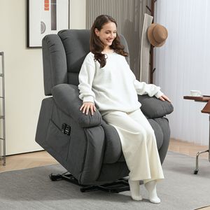 Poltrona Reclinabile Elettrica per Adulti Grigia, Imbottita con USB, Massaggio a Vibrazione Intelligente e Tasche Laterali Riscaldate - Product Image 2