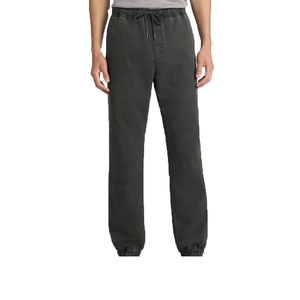 Pantalon de survêtement noir pour homme, taille élastique, cordon de serrage, poches latérales, décontracté, respirant, coupe-vent, 100% coton, léger, hiver - Product Image 3