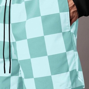 <b>Men's</b> <b>Checkered</b> Board <b>Shorts</b> Light Green White Patterned Quick Dry Polyester Casual Summer Wear Drawstring Waist - Product Image 4