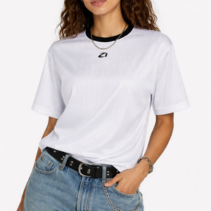 Wholesale Women Oversized Jacquard Texture Premium T Shirt Custom Logo Casual Activewear Tee Private Label Apparel Womens Shirts - Product Image 3