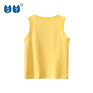 Débardeur jaune pour homme, col rond, imprimé motif dessin animé, camion de construction dinosaure, décontracté - Product Image 2