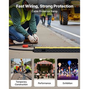 Rampa Protettiva per Cavi in TPU Resistente, Capacità 22.000 Libbre/Asse, Copertura a 2 Canali per Cavi e Tubi, 1,2 x 1,1 Metri - Product Image 1