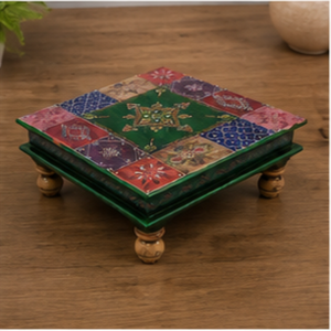 Handcrafted Wooden Chowki Traditional <b>Mandir</b> Furniture From Rajasthan for Prayer Decor - Product Image 2