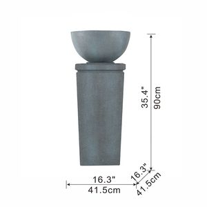 35.5\" Gray Polyresin Zen Bowl Outdoor Garden Water Feature Relaxing <b>Bird</b> Bath and <b>Bird</b> Feeder for Lawn and <b>Backyard</b> - Product Image 3