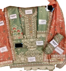 2021 Venta caliente moderno Maysoori pesado boda bordado colección pakistaní indio Salwar Kameez red viscosa algodón - Product Image 2