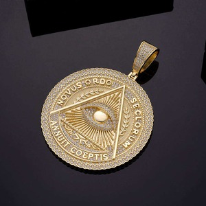 New Wholesale Pendant <b>Necklace</b> Hip Hop Sterling <b>Silver</b> Gold Plated 3a Zircon Iced Out Pendant <b>for</b> <b>Men</b>. - Product Image 4