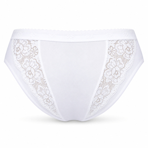 Culottes string taille mi-haute pour femme, sexy, blanches unies, avec bordure en dentelle, sans couture, en coton et élasthanne, élégantes, tricotées - Product Image 5