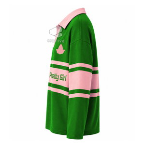 Camiseta de Rugby de la Hermandad Alpha Kapa Alpha para Mujer, con Cuello, Bloques de Color, Polo Universitario de Rugby, Top Deportivo con Letras Griegas Bordadas - Product Image 3