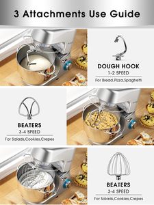 Batidora de pie de 9.5 QT con doble mango, 6 velocidades con función de pulso, batidora eléctrica de cocina de 660W, batidora de alimentos con cabezal inclinable, apta para lavavajillas. - Product Image 3