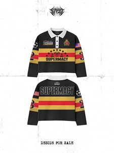 Polo de Manga Larga para Hombre Victory, Diseño Deportivo con Estampado Digital, Tejido Transpirable de Poliéster, Rojo y Negro, en Venta - Product Image 4