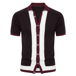 Chemises polo pour hommes tendance, manches courtes, respirantes, 100% coton tricoté, boutons intégraux, rayées, color block, pour la saison estivale - Product Image 3