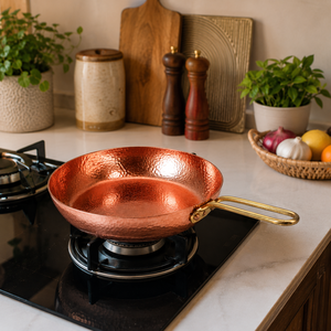 Sartén de Cobre Martillado Hecha a Mano con Mango de Latón, Utensilio de Cocina, Fabricante y Proveedor OEM ODM - Product Image 4