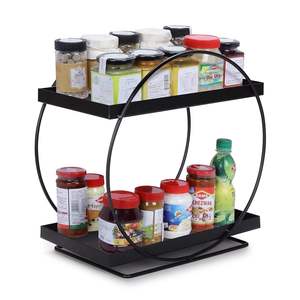Étagère de rangement à 2 niveaux en métal pour comptoir, plateau décoratif pour vanité, rangement de maquillage et cosmétiques, étagère à épices de cuisine, support de rangement pour salle de bain - Product Image 5
