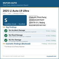 Li Auto L9 Ultra EREV Hybride SUV d'occasion 2025, 8720 km, 6 places, rapport d'inspection, conduite à gauche, à vendre, exportation Chine