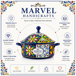 Casserole isotherme en acier inoxydable colorée Marvel Handicrafts avec couvercle, chauffe-plats pour l'Aïd et le Ramadan, service haut de gamme - Product Image 5