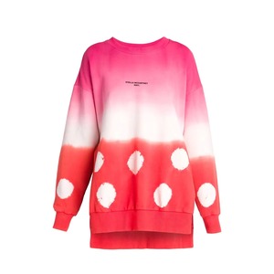 Sudadera Oversize Personalizada para Mujer, Rosa Rojo, Efecto Degradado, Shibori, Tie Dye, Cuello Redondo, Dobladillo Asimétrico, Pullover de Algodón para Dama, OEM - Product Image 2