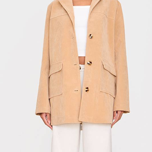 New Autumn <b>Beige</b> Retro Casual <b>Women's</b> & Men Slim Long Sleeve Blazer <b>Jacket</b> Fashion Office Coat OEM ODM Manufacturer Wholesale - Product Image 3