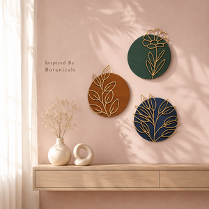 Ensemble de 3 décorations murales circulaires minimalistes bohèmes en fer forgé, motifs floraux botaniques, faits à la main en MDF, à suspendre, pour anniversaire - Product Image 2