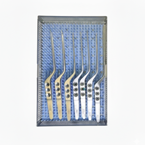 <b>Set</b> of 7 Aesculap Yasargil Tissue Grasping Tumor Micro Form Forceps & Tray Neuro - Product Image 1