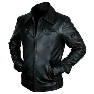 Low MOQ <b>Men's</b> <b>Leather</b> <b>Jacket</b> or Spring Autumn Motorcycle Style Natural <b>Leather</b> Slim Fit Biker Coat Customized <b>Leather</b> <b>Jackets</b> - Product Image 1