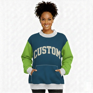 Manufacturer Wholesale Custom Logo High Quality Varsity French Terry Fleece Knitted Cotton <b>Blends</b> Women Oversized Winter - Product Image 2