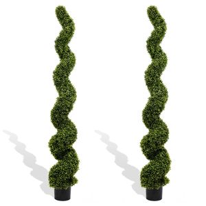 Árbol Topiario Espiral Artificial de 6 Pies para Jardín Exterior, Plantas Grandes Retorcidas Verdes en Maceta de Boj para Porche Delantero y Patio, Elegante - Product Image 2