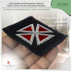 Insignia de manga para uniforme de Caballero Templario Antiguo Gran Maestro, color granate y plateado |   Insignia Bordada Personalizada |   Regalia Masónica - Product Image 5