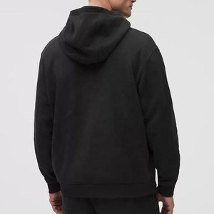 Sweat-shirt à capuche noir pour homme, coupe classique, en molleton de coton, couleur unie, avec poche, pour l'automne - Product Image 3