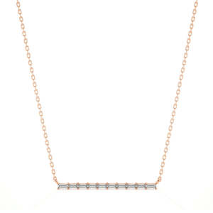 Collar de Diamantes Baguette Cultivados en Laboratorio de 0.40 CTW, Oro Amarillo de 14K, Minimalista, Horizontal, para Mujer, Uso Diario, Boda, Compromiso - Product Image 5