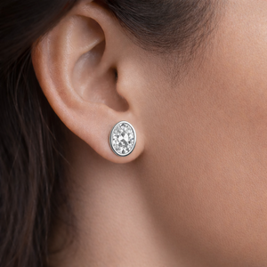 IGI Certified 1.5 ctw Oval DEF Color VVS CVD Lab Grown Diamond 14K Pure Gold Bezel Set Stud <b>Earrings</b> Everyday Fine Jewelry Gift - Product Image 5