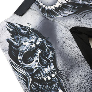 Pantalones Cortos de Boxeo de Satén Azul para Hombre Adulto MMA, Cintura Elástica Blanca, 100% Algodón, Logotipo Personalizado Impreso con Transferencia Térmica en la Parte Delantera, Tela de 100g - Product Image 6