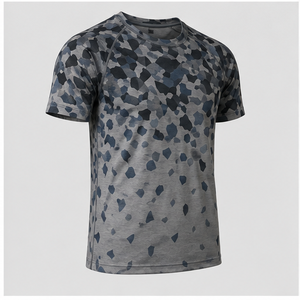Camiseta de Manga Corta para Hombre con Estampado de Camuflaje en Fragmentos de Granito Azul Ceniza, Cuello Redondo, MTS-CAMO-0049 - Product Image 4