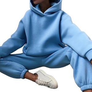 Femmes grande taille automne/hiver survêtement décontracté 2 pièces ensemble solide chaud pull sweats pantalons de survêtement respirant pantalon à capuche - Product Image 4