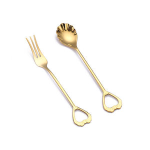 Fashion Design 304 Stainless Steel <b>Coffee</b> <b>Spoon</b> and Fork Set Shell Shape Dessert Tea Tableware Collection - Product Image 1