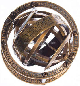 Sphère armillaire en laiton avec support Steampunk Pirate ou décoration Vintage finition Antique forme ronde pour la décoration de la maison - Product Image 2