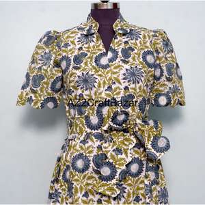 Robe longue midi bohème à imprimé léopard 100 % coton pour femme, col en V, respirante, lavable et écologique – Meilleure vente - Product Image 4